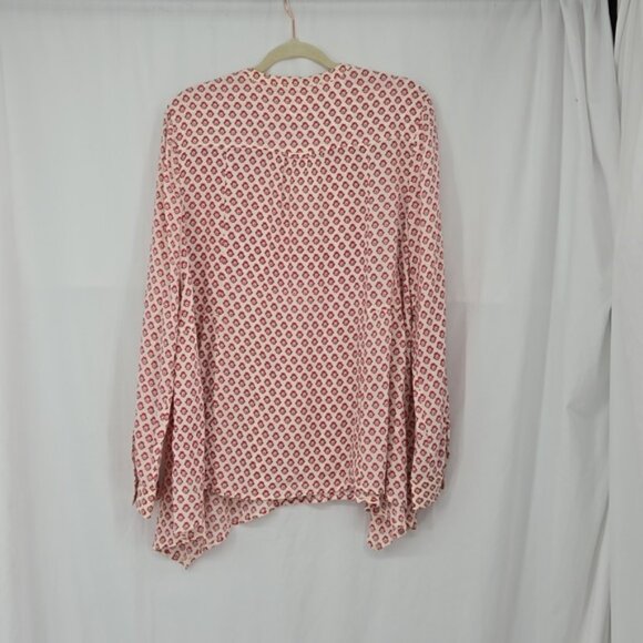 Anthropologie Maeve Laiken Henley Popover Ditsy Floral Cream Pink Plus Size 14 - Picture 6 of 11